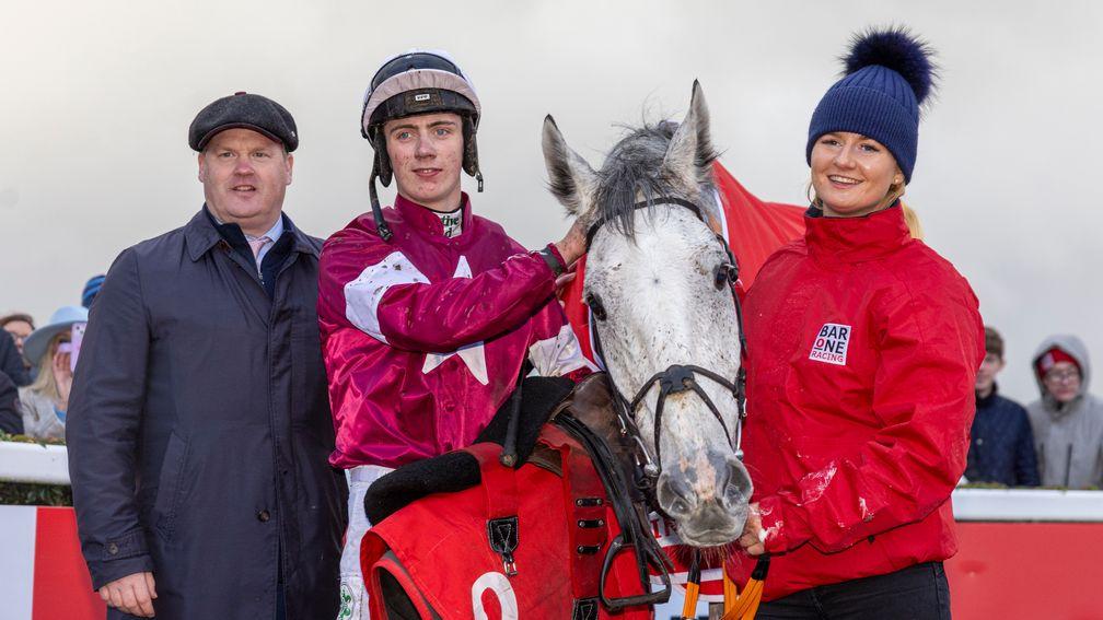 Life's a beach: Danny Gilligan and Gordon Elliott with Coko Beach after winning the Troytown Chase